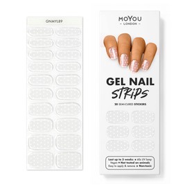 MoYou London Tiras de uñas de gel semicuradas, lima de uñas y barra de cutícula de madera, 20 unidades, envolturas de gel para uñas, juego de manicura y pedicura, bonitos corazones