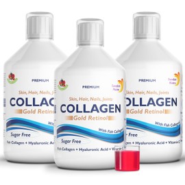 Swedish Nutra Swedish Nutra - Gold Retinol - 3 Packs of 500ml, 60 Day Supply - 12500 mg Marine Collagen I Sugar-Free I Minimize Fine Lines, Wrinkles & Improve Skin Elasticity