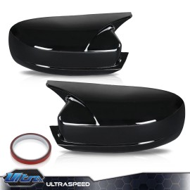 PIT66 Fit For 2015-23 Dodge Charger SRT Horn Style Side Mirror Covers Shell Cap Black