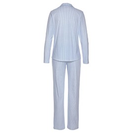 Lascana Women's Vivance Dreams Soft Cotton Pyjamas in Timeless Striped Design, blue-white