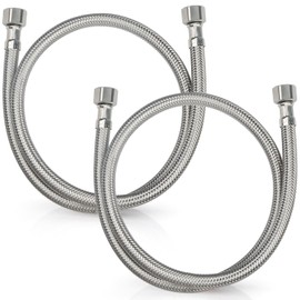 Midanya Faucet Supply Lines,32" Stainless Steel Braided Water Supply Line, 3/8" COMP x 3/8" COMP Faucet Hose, Faucet Hose Connector x 2 Pcs (1 Pair)