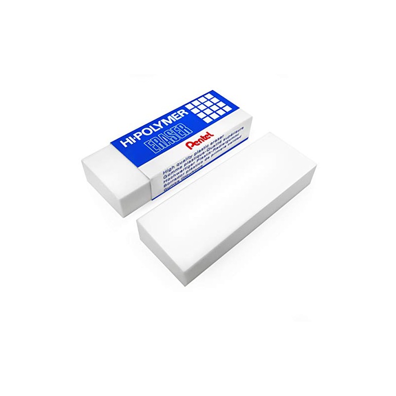 Hi-Polymer Large Plastic Rubbers Erasers - White - Pack of