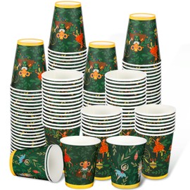 Hushee 50 Pcs Green Nutcracker Party 9 Oz Disposable Christmas Cups Christmas Paper Cups Christmas Coffee Cups Drinkware for Drinking Tea Hot Cold Beverage Holiday Xmas Decoration Supplies