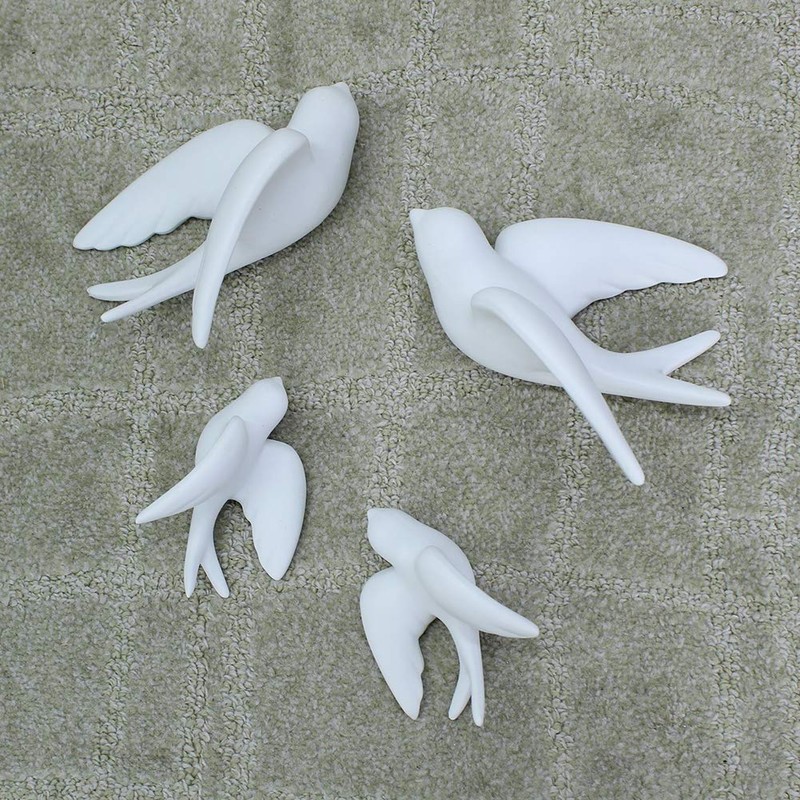 Dorlotou Pair Ceramic Sparrows Swallows Birds Dove White Wall Mounted