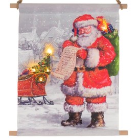 Nexos Trading Wall Hanging Christmas Picture Santa Claus 5 LED Wall Motif Wall Picture 30 x 45 cm for Hanging Christmas Xmas Decoration Santa Claus