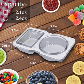 PIPUHA 12 Sets Double Compartment Condiment Container with Lid, Reusable & Disposable Snack Box for Sauces and Snacks for Meal Prep, Parties, and On-the-Go