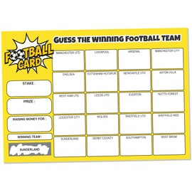 Pack of 10 Football Team Scratch Cards - Large A5 Size - 20 Names - 330gsm Card - UK Designed and Printed