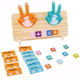 UICCVOKK Montessori Math Toy for Kids, Wooden Math Counting Toys for Kids,Colorful Number Blocks, Double-Sided Finger Counting & Number Tracing Board for Boys Girls Gifts 3 4 5 Year Old