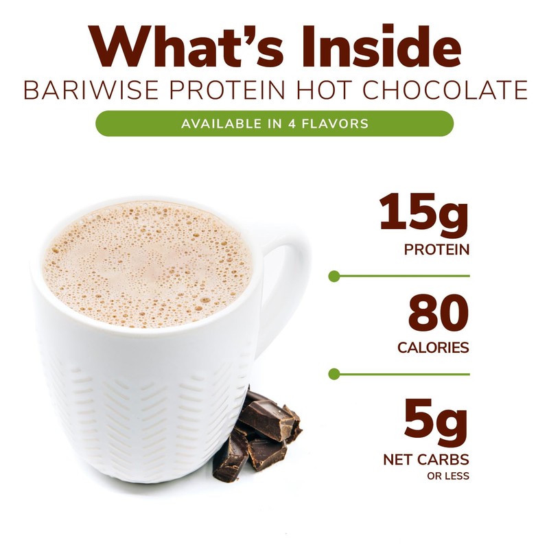BariWise Protein Hot Chocolate with Marshmallows, Hot Cocoa, Low Sugar,