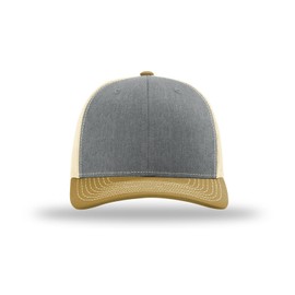 Joe's USA Richardson 112 Trucker Hat - Premium Adjustable Snapback Hats-OSFM-Heather Grey/Birch/Amber Gold