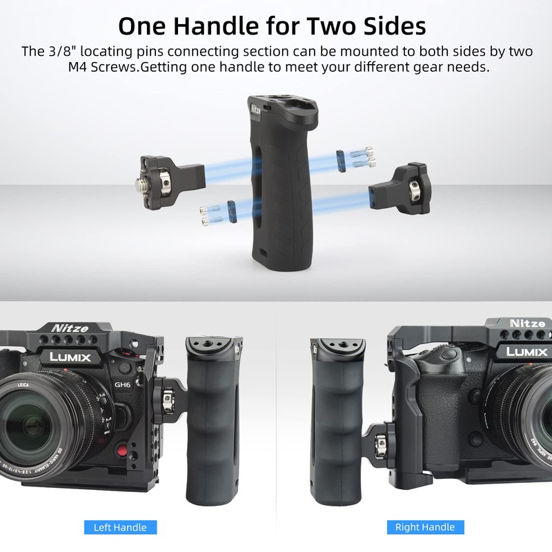 Nitze Ergonomic Side Handle with Detachable 3/8" ARRI Locating Pins,Aluminum