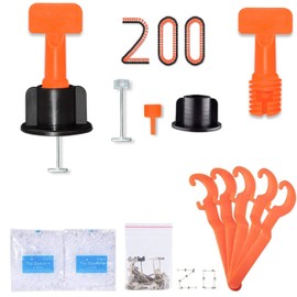 Tile Leveling System 1/16" Kit Reusable, 200pcs Tile Leveler Spacer with 1000pcs 1/12" Tile Spacers, 4pcs Wrench and 20pcs 1/16" Replaceable Spare Steel Pin (200)
