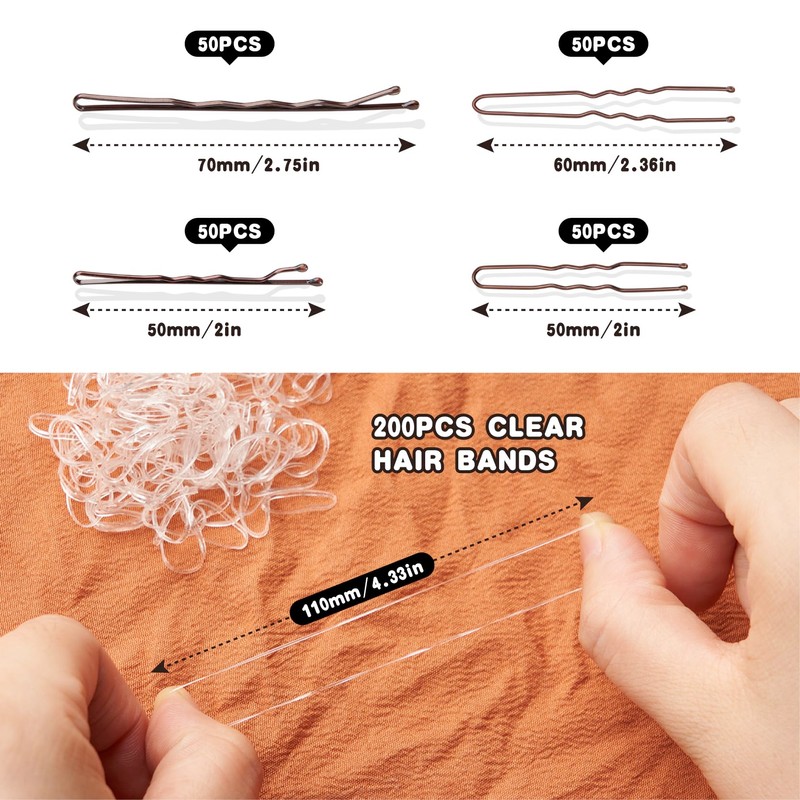 400 PCS Bobby Pins Hair Pins Kit - 100 Brown,
