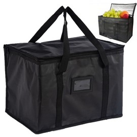 Food Delivery Bag 40L Insulated Thermal Bag Grocery Shopping Bags Picnic Bag for Hot and Cold Food Delivery Catering and Takeout Reusable(43 * 30 * 31cm Black)