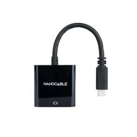 PRENDELUZ USB-C to VGA Converter 0.1m in sleek black aluminum effortlessly connects current devices to VGA displays, ensuring durability and quality. Perfect for practical solutions.