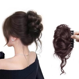 XUZOO Bun Wig Hair Clip Type Women's Hair Extension Kimono Dancing Recitals Weddings Women One Part Wig Bun Hair Clip Hair Extensions Hair Stylish Cute Wrap Hair Ornaments Large Hair Clip Hair Clip