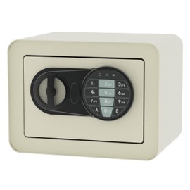 OUSURO Small Safe Box - Home Safe for Money Jewelry Documents, Solid Lock Box, Mini Security Box with Digital Electronic Security Keypad for Home Office Hotel (Cream Yellow)