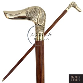 37" Premium Quality Rosewood Canes and Walking Sticks Brown & Golden, Solid Brass Dachshund Dog Head Handle - Wooden Stylish Walking Cane Fashion Statement - 12 Days of Deals
