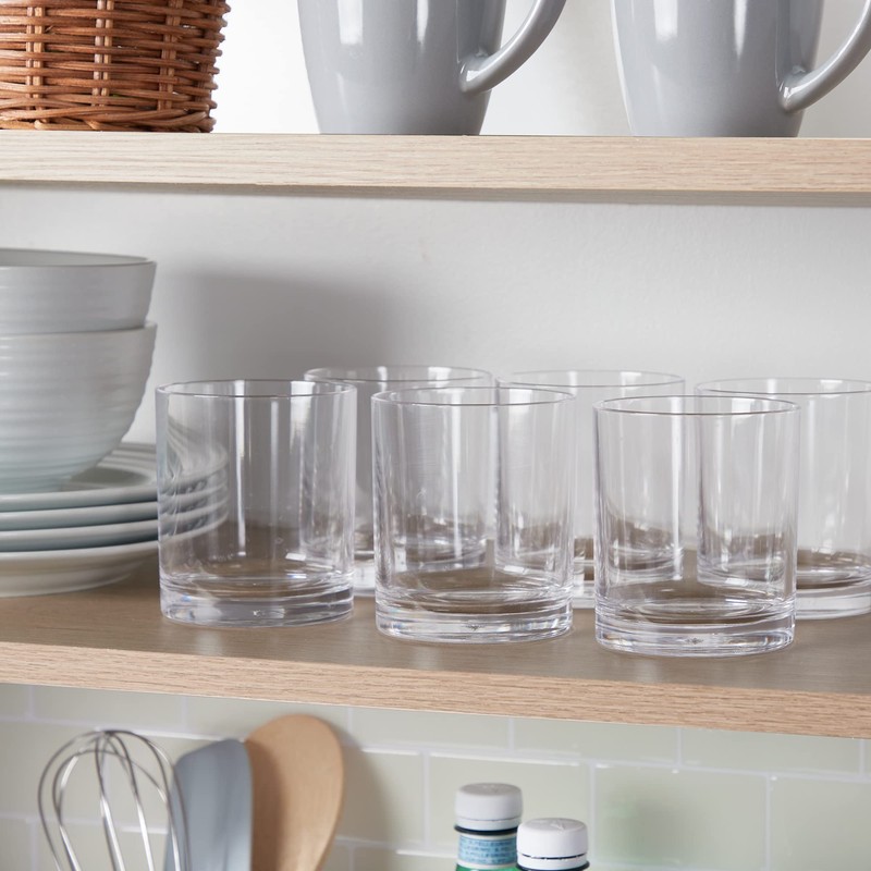 US Acrylic Classic Clear Plastic Reusable Drinking Glasses (Set of