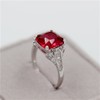 Uloveido Platinum Plated Square Cushion Cut Simulated Red Ruby Damond