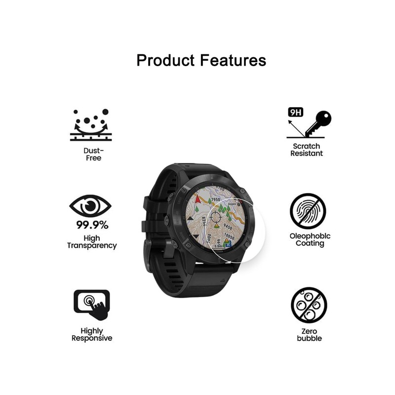 HYGMOCC [2 Pack] Screen Protector Designed for Garmin Fenix 6/6