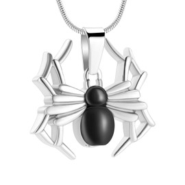 Spider Shape Urn Necklace for Ashes for Men Stainless Steel Memorial Ashes Holder Cremation Necklace for Human/Pet