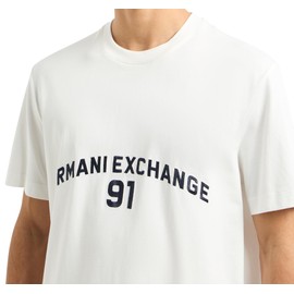 Armani Exchange Men's Big Embroidered Logo, Regular Fit, Off White, XXL T-Shirt, off white