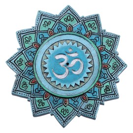 Nemesis Now Set of 4 Om Sacred Sound Hindu Symbol Shabda-Brahman Incense Stick Burner, Blue, 13.5cm