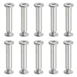 PATIKIL Hex Chicago Screws, 10 Set Binding Screw Posts M6 x 35 mm Connecting Hex Drive Socket Cap Bolt Nuts for Scrapbook Leather Belt Album Photo Furniture Repair, Silver