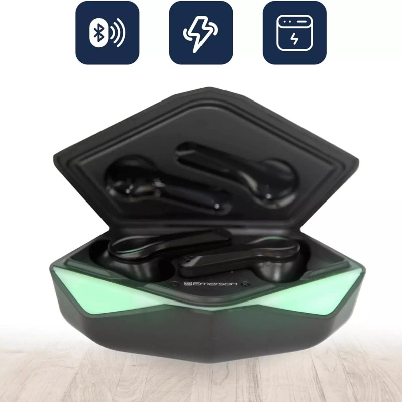 Emerson True Wireless Gaming Earbuds with Charging Case and Touchable