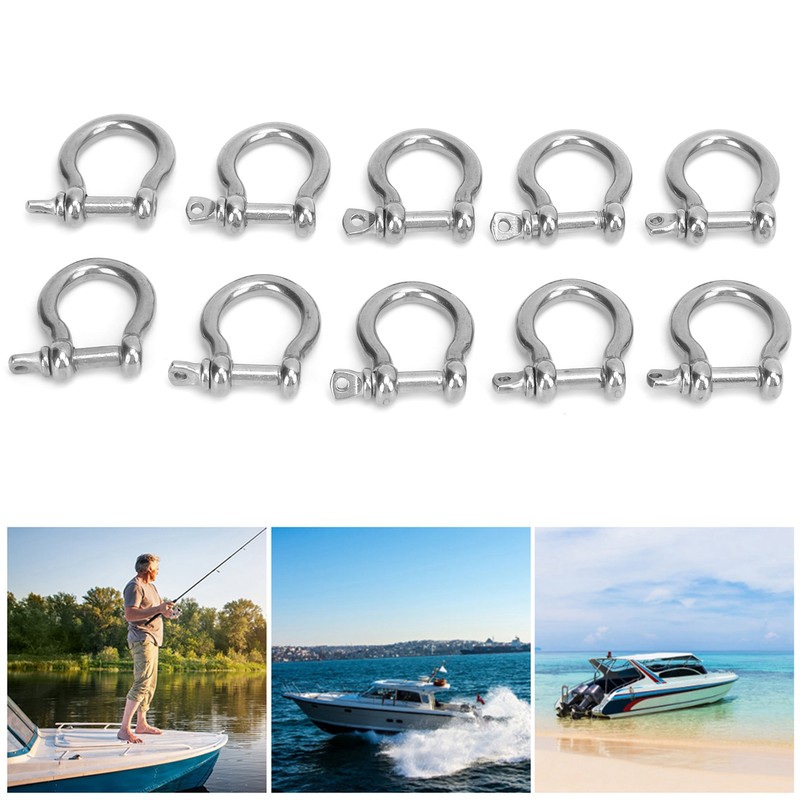10pcs Bow Shackle Stainless Steel High Hardness D-Ring Anchor for