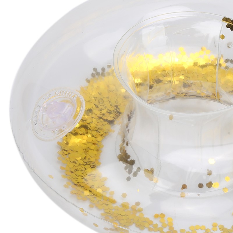 10pcs Round Gold Sequins Inflatable Drink Cup Holders Swimming Pool