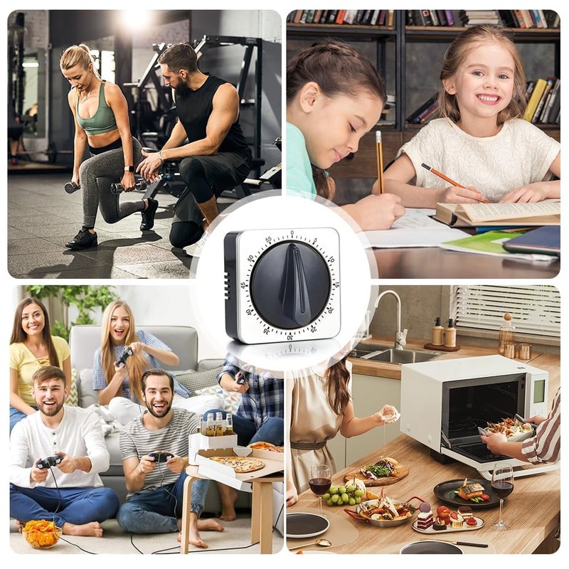 Casenly 60 Minute Kitchen Clock, Mechanical Stainless Steel Kitchen Timer,