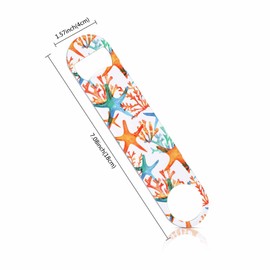 TASDANA Watercolor Starfish Stainless Steel Bottle Opener Marine Coral Algae Aquatic Plant Abstract Tropical Orange Blue Flat Beer Bottle Opener Keychain for Home Kitchen Bar Restaurant Party Gift