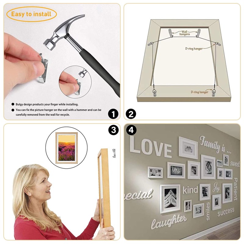 Picture Hanging Hooks, 50 Pcs Heavy Duty 10-50 lbs Picture