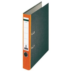 Centra 221126 A4 Standard Binder, Recycled Grey Cardboard and Laminated Cloudy Marble Paper Cover, 5.2 cm Spine Width, Orange Spine