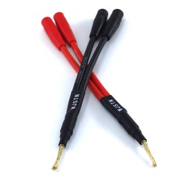 WJSTN Braided Wire Banana Plug Splitter 1 Male 2 Female Adapter, Gold pin Banana Plugsfor Spring-Loaded Inputs,2- Pack