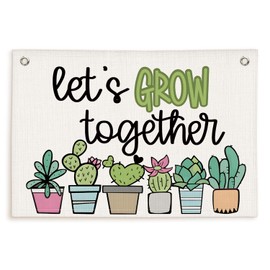 Lacama Classroom Decor,Lets Grow Together Flags Banner,Teacher Bulletin Board,Green Plants Classroom Must be Have,Affirmation Kids Room Decor Hanging Banner Flag Decor for Reading Nook,30x20 Inch