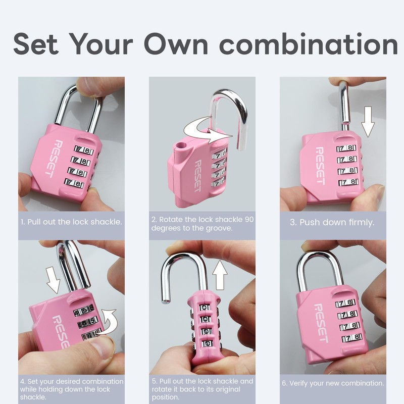 RESET-060 4 Digit Combination Padlock, Outdoor Lock, Indoor Padlock, Ideal