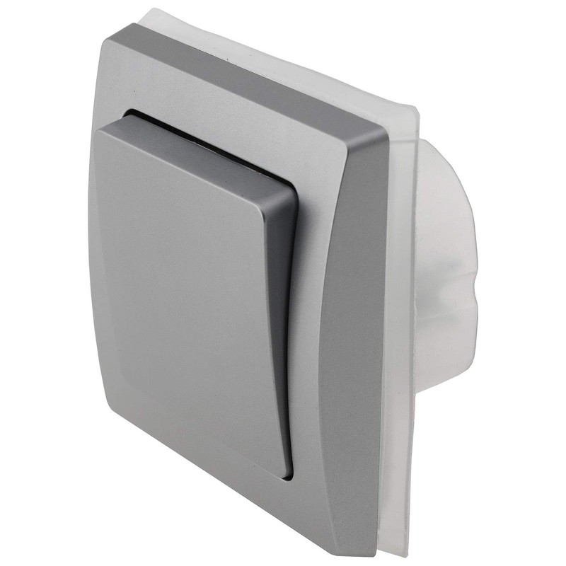 DELPHI Socket IP44 with Protection Lid Flush-Mounted Wet Room Rubber
