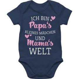 Shirtracer - Romper motifs – Ich Bin Papas kleine Mädchen und Mamas Welt pink – Baby Bodysuit Short Sleeve for boys and girls - 5 Navy Blue