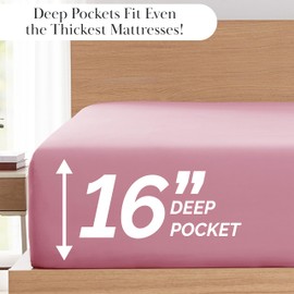 Southshore Fine Living, Inc. Premium Collection, 6-Piece King Bedding Sheets, Fitted and Flat Sheet Set, 16-Inch Deep Pocket King Fitted Sheet and Pillowcase Set, Pink Pillow Cases, Pink Sheets, Rose