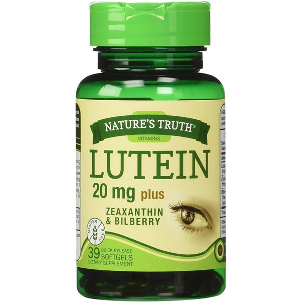 Nature's Truth Lutein 20 mg Plus Zeaxanthin and Bilberry Capsules, 39 Count