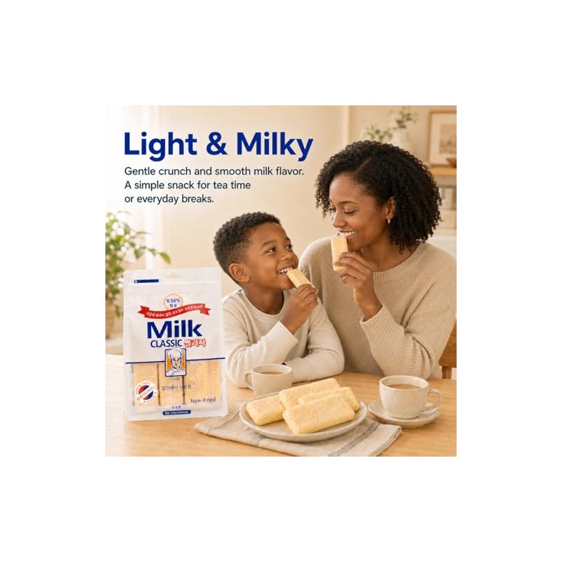 56% MILK CLASSIC Korean Milk Cracker Snacks, Made with Rice