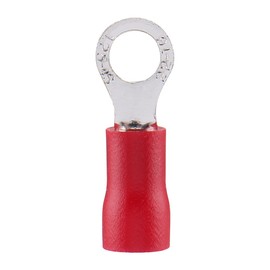 Baomain Ring Ground Insulated Wire Connector Electrical Crimp Terminal 18-22 AWG Stud Size #8 Red RV1.25-4 (100PCS)