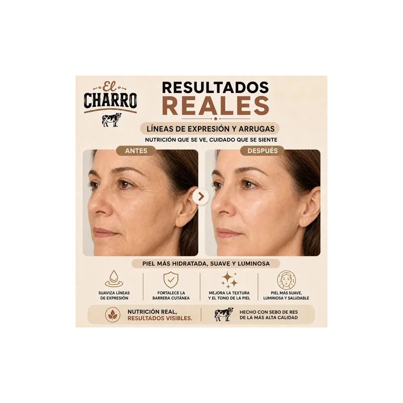 Crema El Charro de Sebo Bovino para Rostro y Cuerpo,