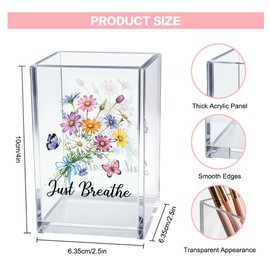 Vgrti Just Breathe Acrylic Cosmetic Pencil Pen Holder Cup, Hope Inspirational Pen Holder Cup, Women Faith Gifts, Encouragement Gifts for Women Mom Daughter Sister Friend Colleague Boss Teacher