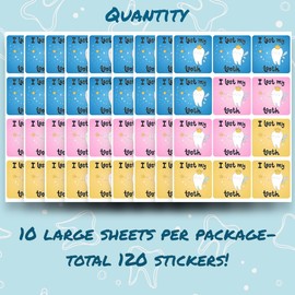 I Lost a Tooth Stickers for Kids School - 120 Tooth Fairy Stickers for Kids, Dental Stickers, Classroom Must Haves