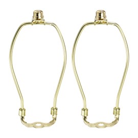 YOKIVE 7.5 Inch Lamp Harp, 2 Set Detachable Lamp Shade Holder with 3/8 Standard Saddle and Lamp Shade Finial Heavy Duty Lamp Shade Bracket for Table Lamp Floor Standing Lamps, Golden