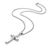 Rockyu Men's Necklace, Silver, Venetian Chain, Stylish, Cross Pendant, Birthday,